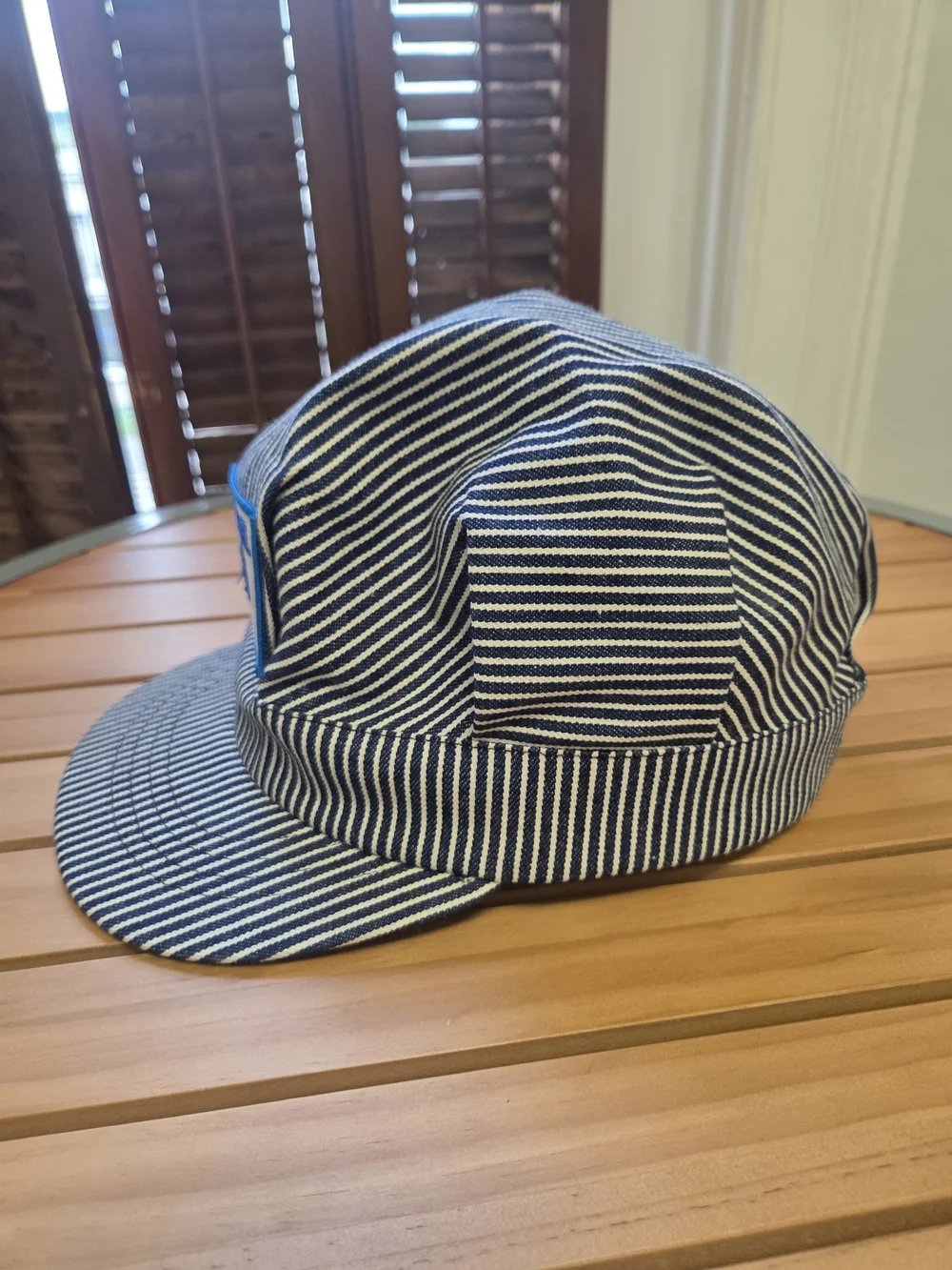 Blue and White Stripe Engineer Cap